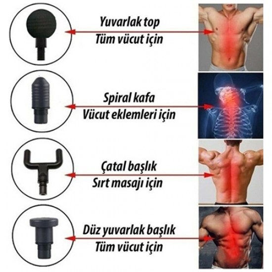 6 Başlıklı Vurmalı Masaj Aleti (Çantalı)