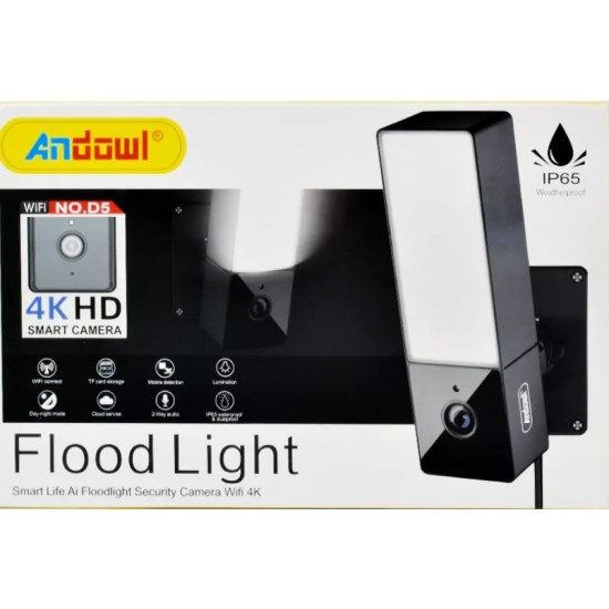 Andowl D5 LED Aydınlatmalı Kablosuz IP Güvenlik Kamerası 4K WiFi  Siyah
