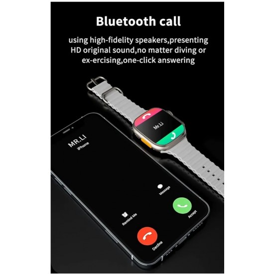 Ultra Watch X8 Ultra Kablosuz Şarj Bluetooth Çağrı Alma, Arama Yapma, Akıllı Saat