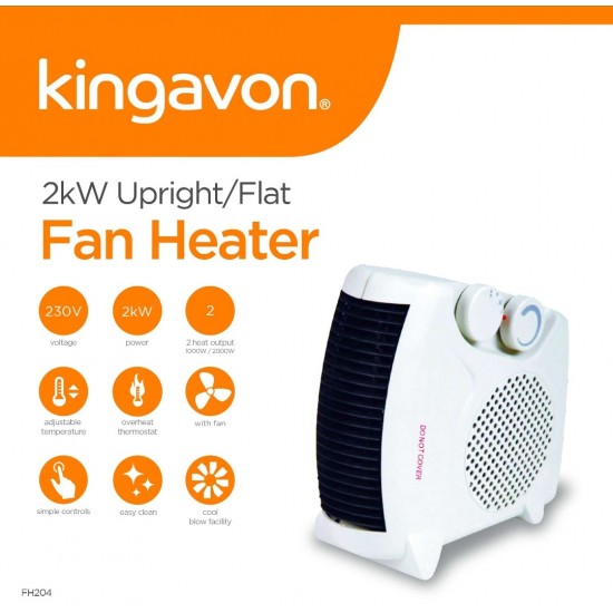 Kingavon 2KW Dik Düz Fanlı Isıtıcı – Beyaz