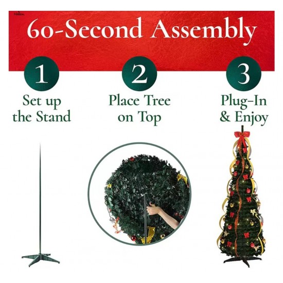 Açılır Kapanır Işıklı Süslü Yılbaşı Ağacı 