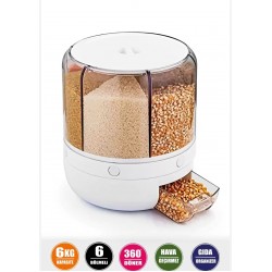 360° Dönebilen 6 Bölmeli Gıda&Bakliyat Organizer