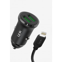 Linktech C482 Çevre Dostu 12W Lightning Kablolu Araç Şarj Aleti