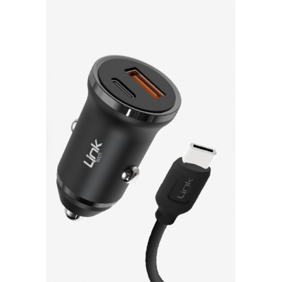 Linktech C486 Çevre Dostu Dual PD 20W USB-C Kablolu Araç Şarj Aleti 