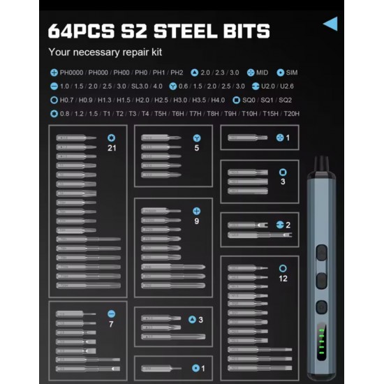 68 in 1 Şarjlı Tornavida Seti