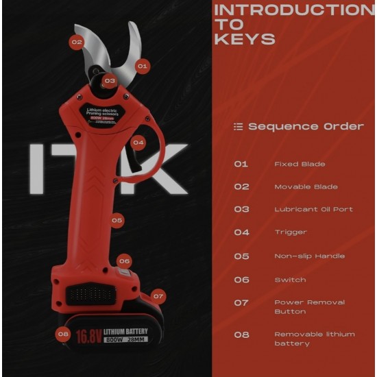1300mah Çift Bataryalı Profesyonel Şarjlı 25mm Budama Makası 