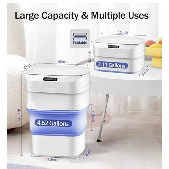 Otomatik Temassız Katlanabilir 17.5L Çöp Kutusu