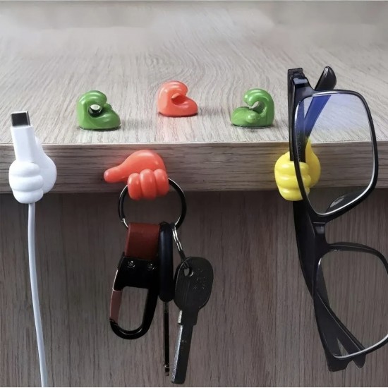 10lu El Şeklinde Yapışkanlı Kablo Organizer Tutucu