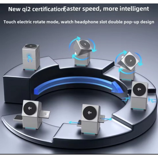 Dokunmatik Rotasyon 3in1 Kablosuz Şarj İstasyonu 