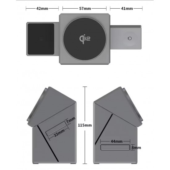 Dokunmatik Rotasyon 3in1 Kablosuz Şarj İstasyonu 