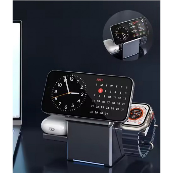 Dokunmatik Rotasyon 3in1 Kablosuz Şarj İstasyonu 