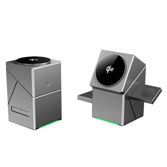 Dokunmatik Rotasyon 3in1 Kablosuz Şarj İstasyonu 