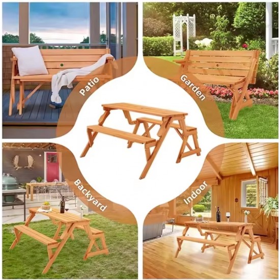 2in1 Ahşap Bank & Piknik Masası