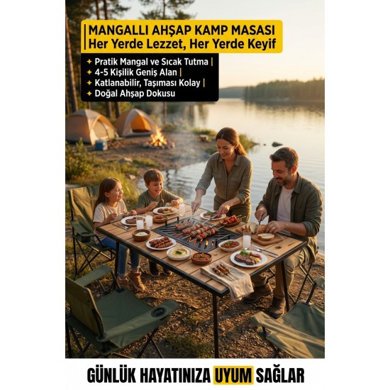 Mangallı Ahşap Kamp&Piknik Masası