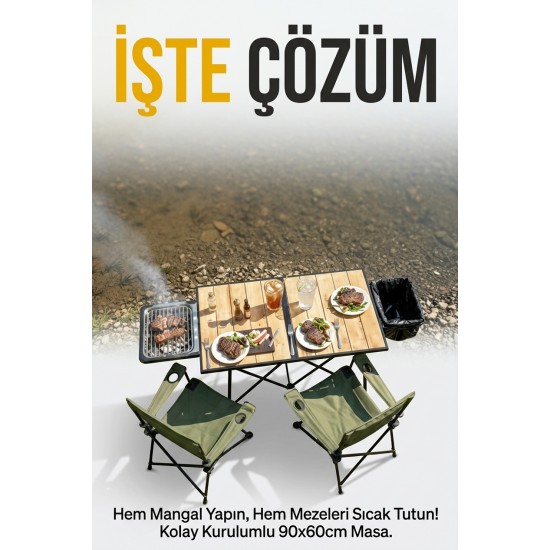 Mangallı Ahşap Kamp&Piknik Masası