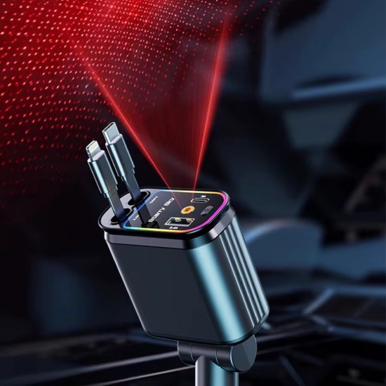 DriveAura Pro™ Type-C & Lightning Kablolu Ambiyans Işıklı Araç Şarj Cihazı