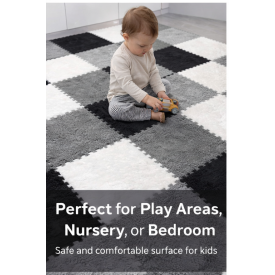 SoftGrid Puzzle Peluş Halı (1 Paket 12 Adet~1 m²)