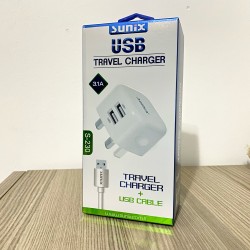 Sunix S-230 USB Travel Charger+USB Kablosu 3.1A