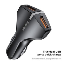 Baseus QC3.0 Hızlı Şarj Küçük Roket Çift USB Araç Şarj iPhone Samsung Universal Telefon & Tablet için LED Göstergesi ile